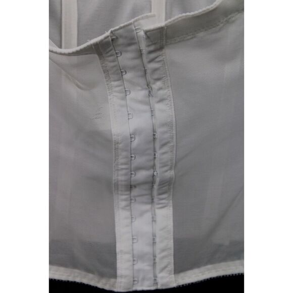 Dominique Juliette Satin Longline Corset Bra 42D White w/Garters 8950 NWT - Picture 5 of 9